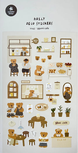 Bear Café Flat Stickers