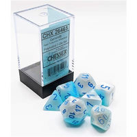 Gemini Polyhedral Pearl Turquoise-White/Blue Luminary 7-Die Set