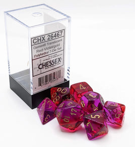 Gemini Polyhedral Translucent Red-Violet/Gold Dice Set (7)