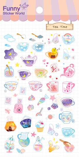 Crystal Cafe Flat Stickers