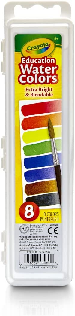 Crayola Llc Formerly Binney & Smith BIN530081 Watercolor Mixing Set 8 Semi  Moist 
