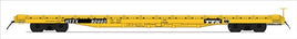 HO Scale - 60' Wood-Deck Flatcar Yellow Trailer-Train - HTTX -
