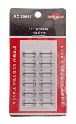 N All Brass 36" Wheelsets - 12 Pack