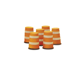 Highway Barrels Orange with Stripe (6 Pack) O Scale