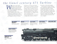 Lionel 6-18057 Century Club 671 Steam Turbine Loco and Tender with Display Case