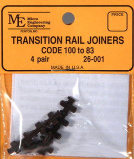 Micro Engineering HO Scale Plastic-Insulated Transition Rail Joiners (8 Pack) Code 100 to 83