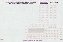 Mini-Cal Steam Loco Data Numberboards Dulux Gold White HO Decal Set