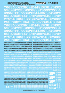 Southern Pacific Number Jungle for Diesel Locos HO Decal Set