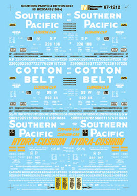 Southern Pacific 50' Boxcars, 1968+ St. Louis Southwestern HO Decal Set