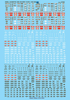 Diesel Loco Data Sheets Builders Plates HO Decal Set