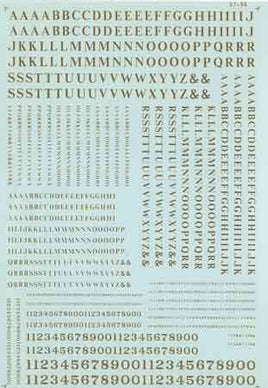 Roman (Condensed) Gold HO Decal Set Alphabets & Numbers