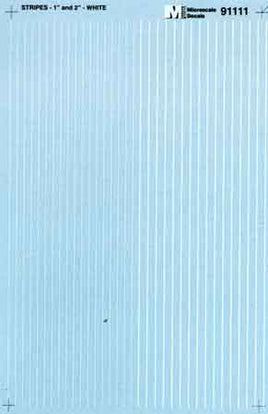 Stripes 1 & 2" Wide White HO Scale HO Decal Set