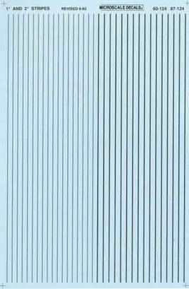 Stripes 1 & 2" Wide Black HO Scale Decal Set