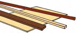 2" (.024") HO Scale Lumber (Actual Length per Piece 11") -- 2 x 4" 5.1 x 10.2cm pkg(14)