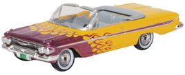 1961 Chevy Impala Convertible - Assembled -- Top Down (yellow, Red Flames)