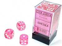 Translucent 16mm D6 Pink/ White Dice Set (12) CHX23614