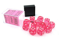 Translucent 16mm D6 Pink/ White Dice Set (12) CHX23614