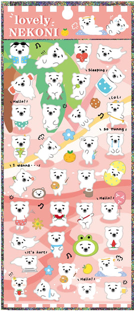 Lovely Nekoni Polar Bear Puffy Stickers