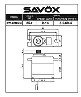 SAVOX Waterproof Micro Digital Servo .11/69@6V, Ideal for Traxxas 1/16 Scale