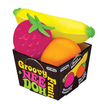 Fruit shaped Nee Doh - strawberry, banana and orange