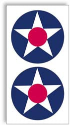 U.S. Army Air Corps Stars Decals (2-1/4" & 6-1/2")