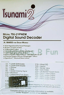Tsunami 2 TSU-21PNEM 6-Function Steam Sound And Control DCC Decoder