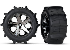 Traxxas Rustler Tires & Wheels Assembled Glued (2.8") (2WD Electric Rear) (2) (TSM rated)