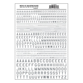 Gothic Letter 45-Degree USA Silver Decals WOOMG743