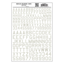 Gothic Letter 45-Degree USA White Large Decals  MG745