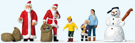 Christmas Figures -- 2 Santas, Children, Snowman