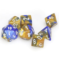 Gemini: Polyhedral Blue-Gold/White Dice Set (7)
