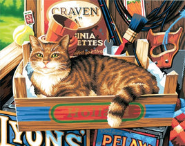 Cat Signs Paint by Number (Cat Laying in Toolbox) (11"x14")
