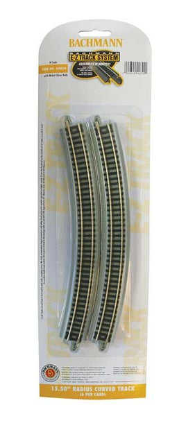 E-Z Track with Nickel Silver Rail & Gray Roadbed 15-1/2" Radius Curved Section (6-Pack)