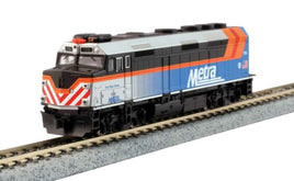 EMD F40PH Commuter Version DCC Metra Chicago Number 174 "Fox River Grove". 2017 Scheme, blue, silver black, and orange.