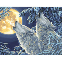 Moonlight Wolves Paint By Number (14"x11")