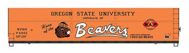 HO FMC Welded-Side Wood Chip Gondola - Ready to Run - Value Line -- Willamette & Pacific #74001 (Oregon State Univ. Beavers, orange, Team Logo)