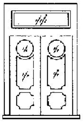 Two-Lite Double Door with Frame & Transom