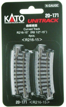 Curved Track -- R216mm, 15-Degree (4-pack)