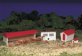 Farm Buildings with Animals Snap Kit HO Scale