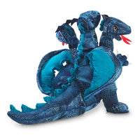 Blue Three-Headed Dragon Hand Puppet
