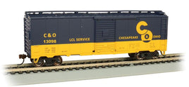 Pullman-Standard PS-1 40' Steel Boxcar - Ready to Run - Silver Series(R) -- Chesapeake & Ohio #13098 (blue, yellow; Large C&O Logo, LCL)