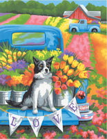 Flower Power Dog Paint by Number (11"x14")