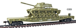 HO US Army 50' Flat car with Tank
