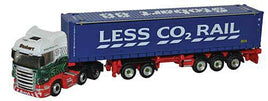 Scania Tractor with D-Tec Combitrailer Container - Assembled -- Eddie Stobart (red, green, black, white, Blue Less CO2 Rail Container)