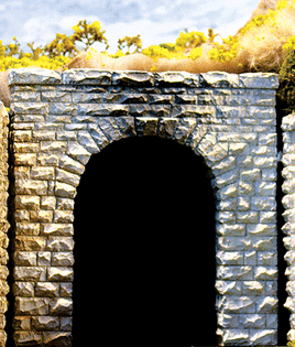 Single-Track Cut Stone Tunnel Portal 2-Pack -- 2-1/2 x 2-1/2" 6.2 x 6.2cm