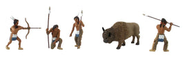 Native American Hunt Figures - Scene-A-Rama(R) -- Four Native Americans & One Bison
