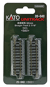 Straight Roadbed Track Section - Unitrack -- 2-7/16" 62mm pkg(4)