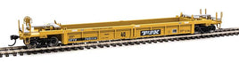 Thrall Rebuilt 40' Well Car - Ready to Run -- Trailer-Train DTTX #745114 (yellow, black; Black & White Logo, White Stripes)