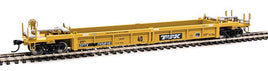 Thrall Rebuilt 40' Well Car - Ready to Run -- Trailer-Train DTTX #745818 (yellow, black; black & white logo, white stripes)