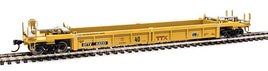 HO Thrall Rebuilt 40' Well Car - Ready to Run -- Trailer-Train DTTX #53233 (yellow, black; Large Maroon Logo)